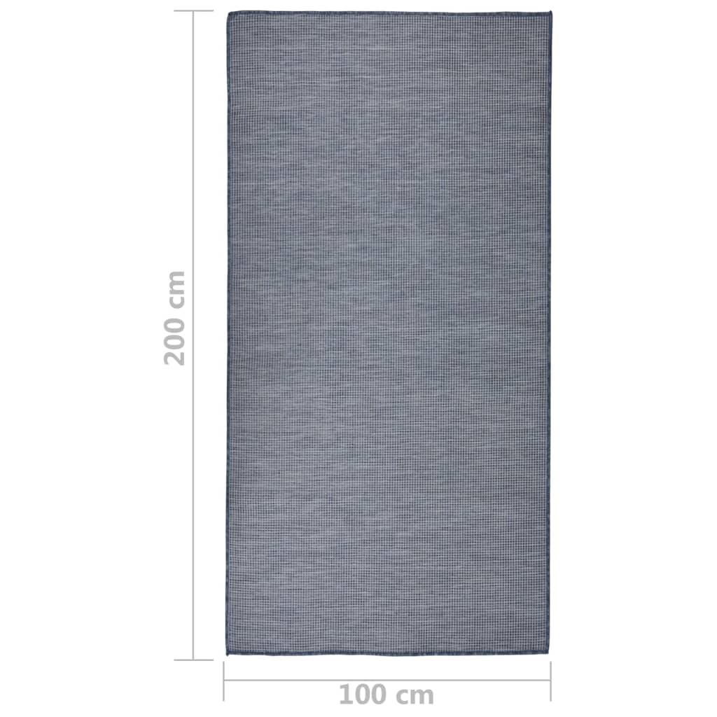 vidaXL Outdoor-Teppich Flachgewebe 100x200 cm Blau