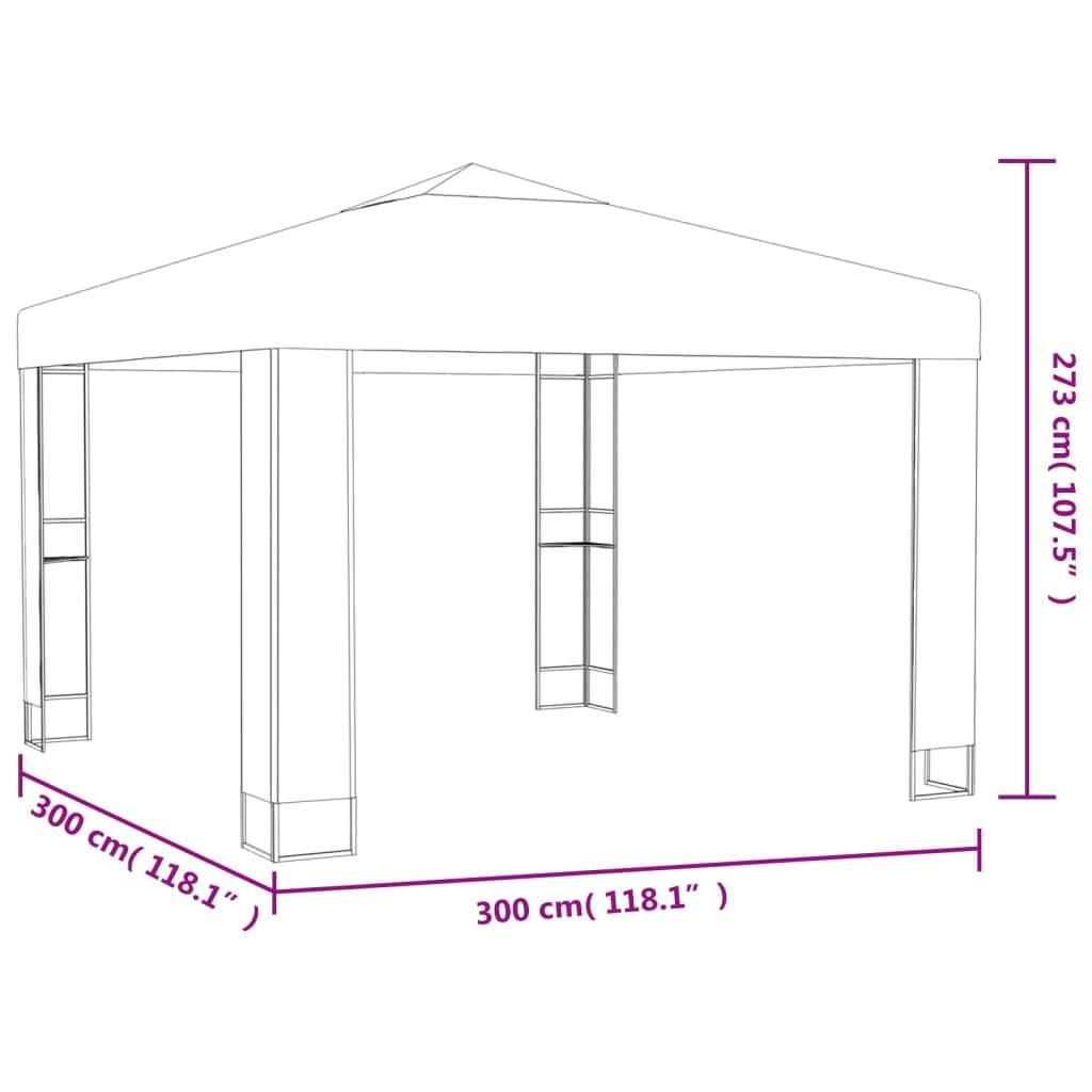 vidaXL Pavillon mit Doppeldach & LED-Lichterkette 3x3 m Anthrazit