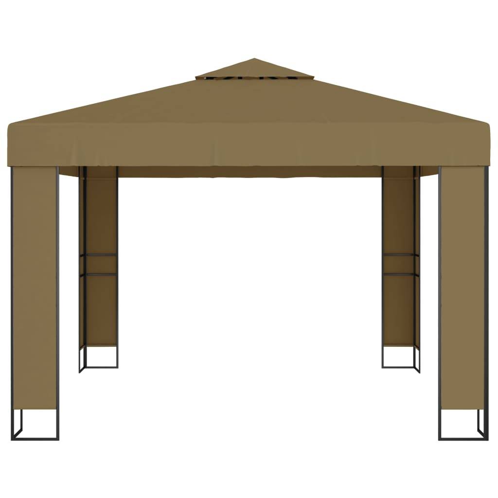 vidaXL Pavillon mit Doppeldach 3x3x2,7 m Taupe 180 g/m²