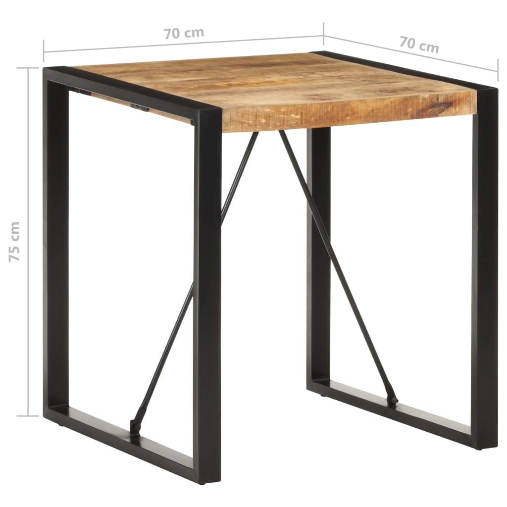 vidaXL Esstisch 70x70x75 cm Raues Mango-Massivholz