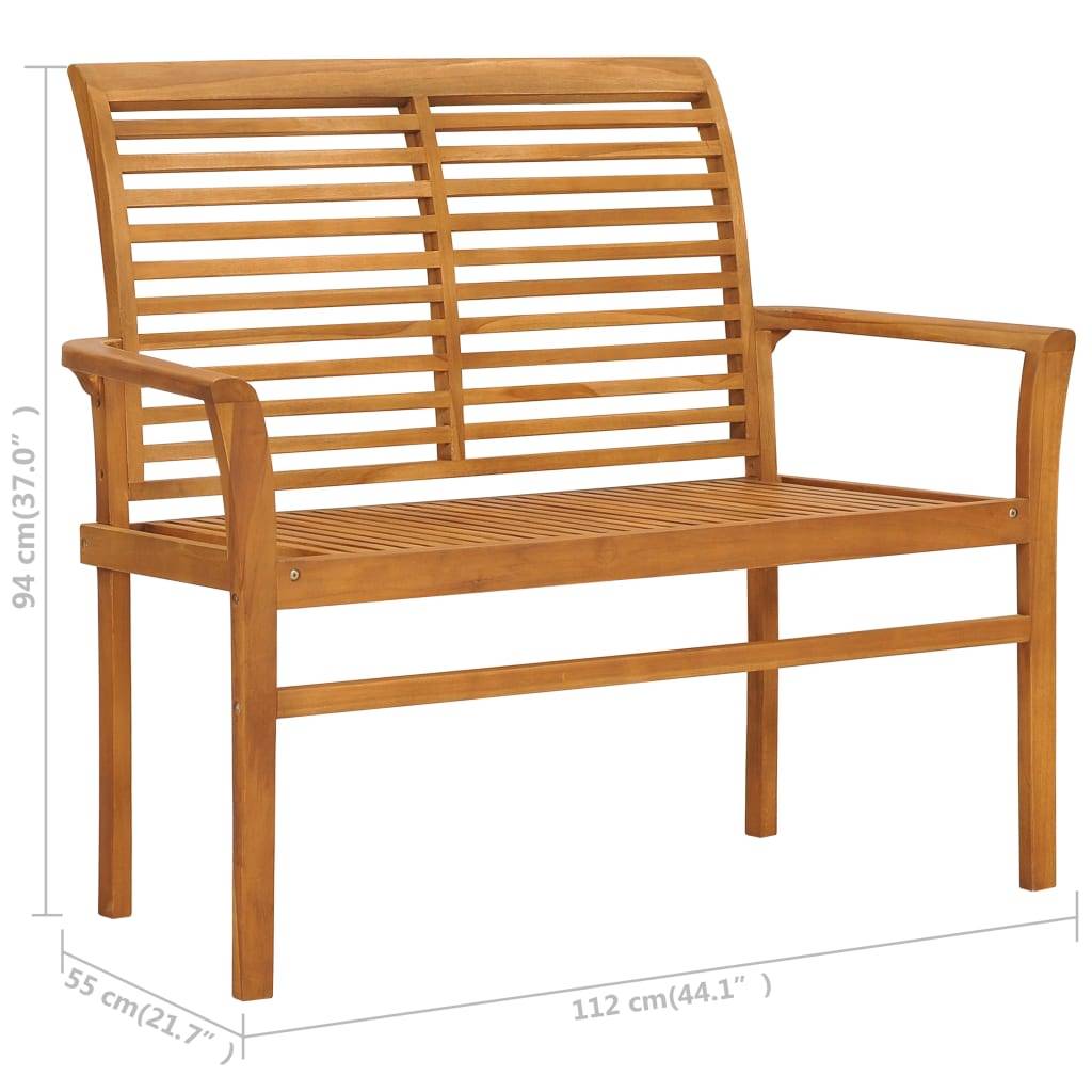 vidaXL Gartenbank mit Grüner Auflage 112 cm Massivholz Teak
