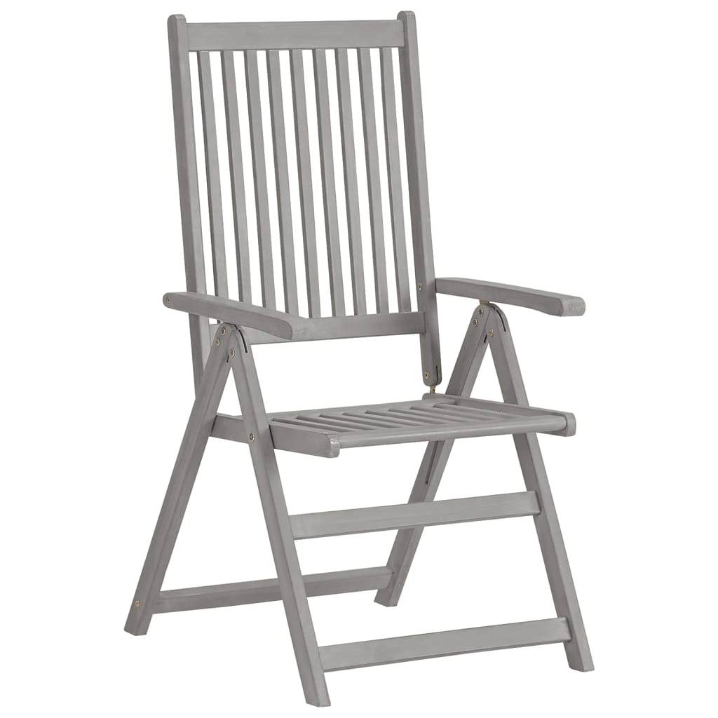 vidaXL Verstellbare Gartenstühle 3 Stk. Grau Massivholz Akazie