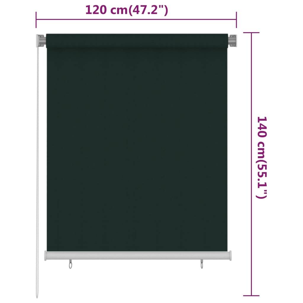vidaXL Außenrollo 120x140 cm Dunkelgrün HDPE