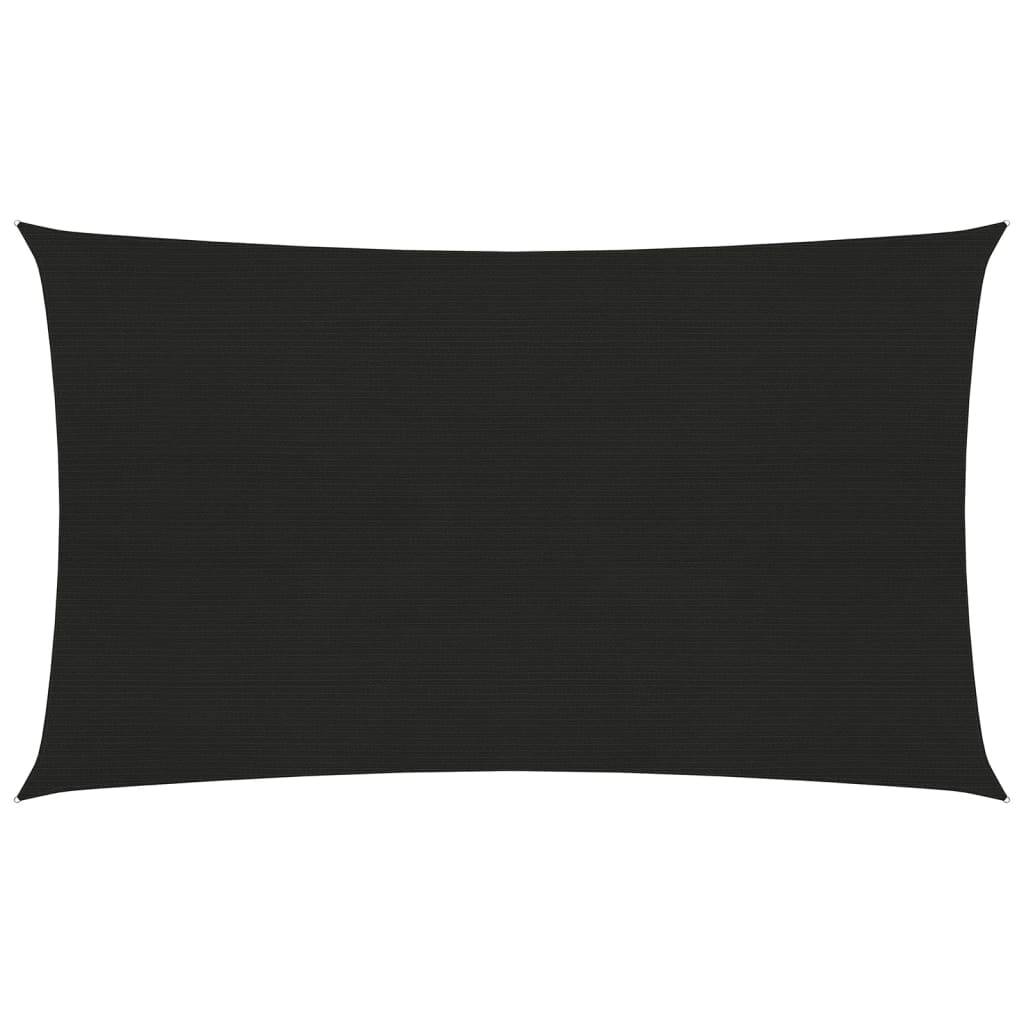 vidaXL Sonnensegel 160 g/m² Schwarz 2x5 m HDPE