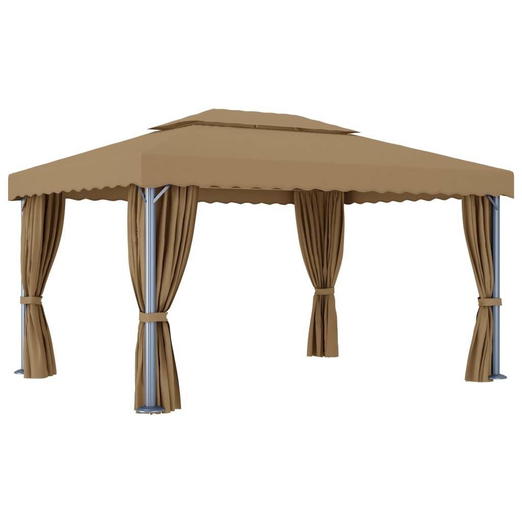vidaXL Pavillon mit Vorhang 4x3 m Taupe Aluminium