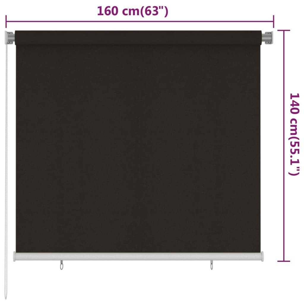 vidaXL Außenrollo 160x140 cm Braun HDPE