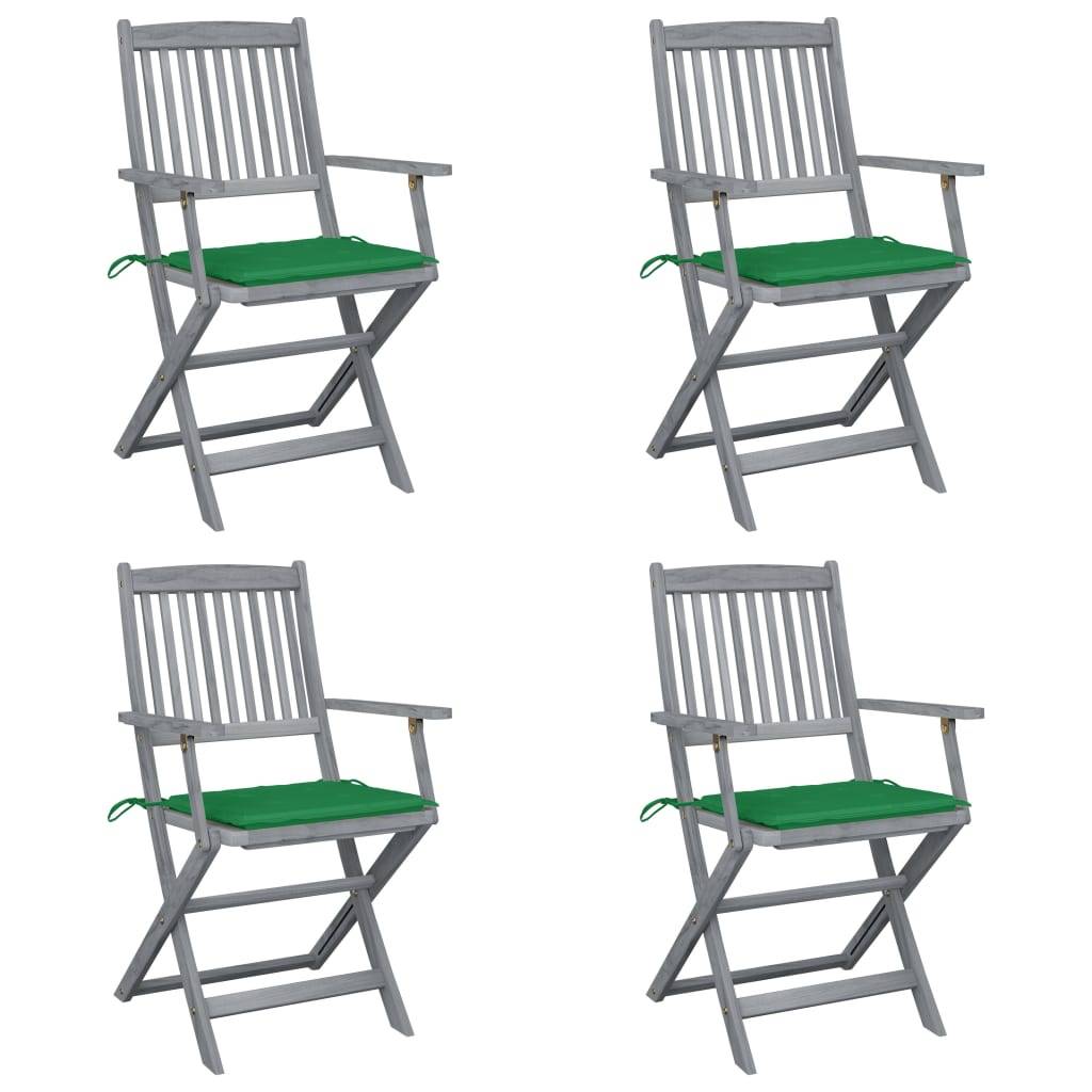 vidaXL Klappbare Gartenstühle 4 Stk. mit Sitzkissen Massivholz Akazie