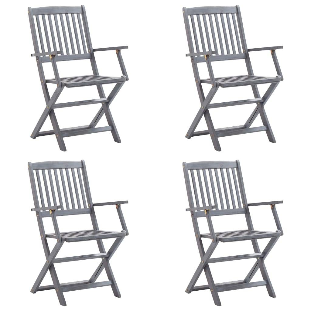 vidaXL Klappbare Gartenstühle 4 Stk. mit Kissen Massivholz Akazie