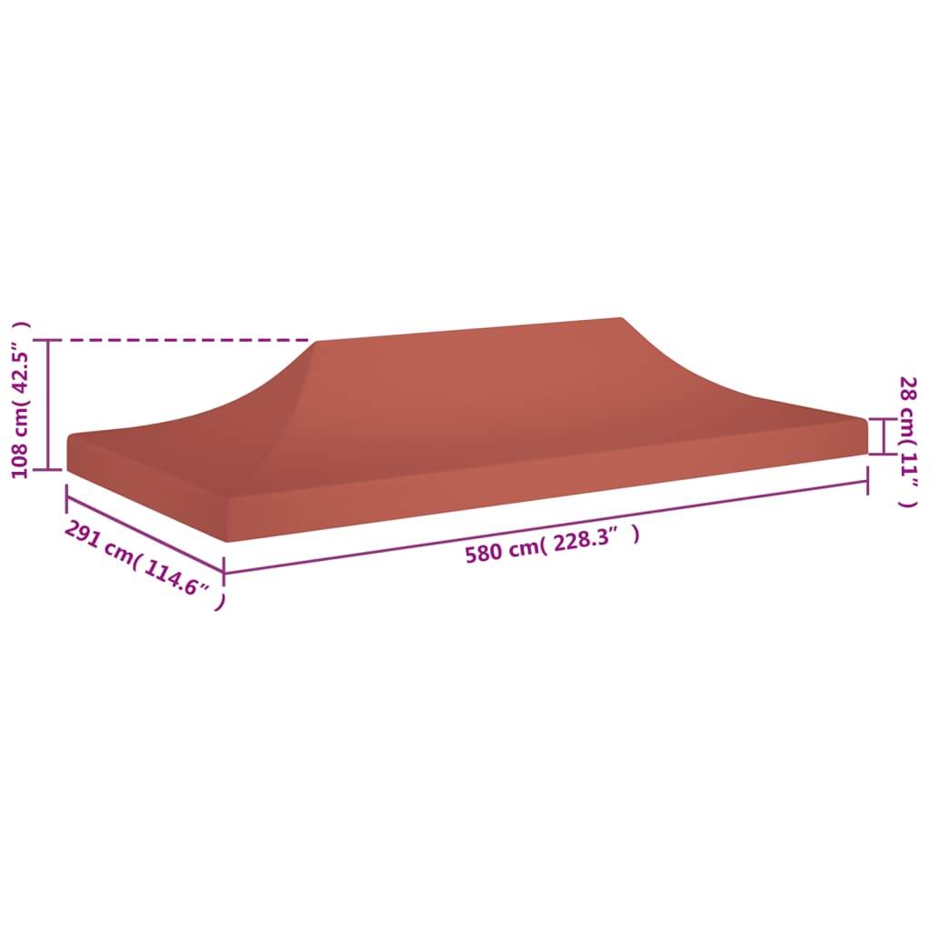 vidaXL Partyzelt-Dach 6x3 m Terrakotta-Rot 270 g/m²