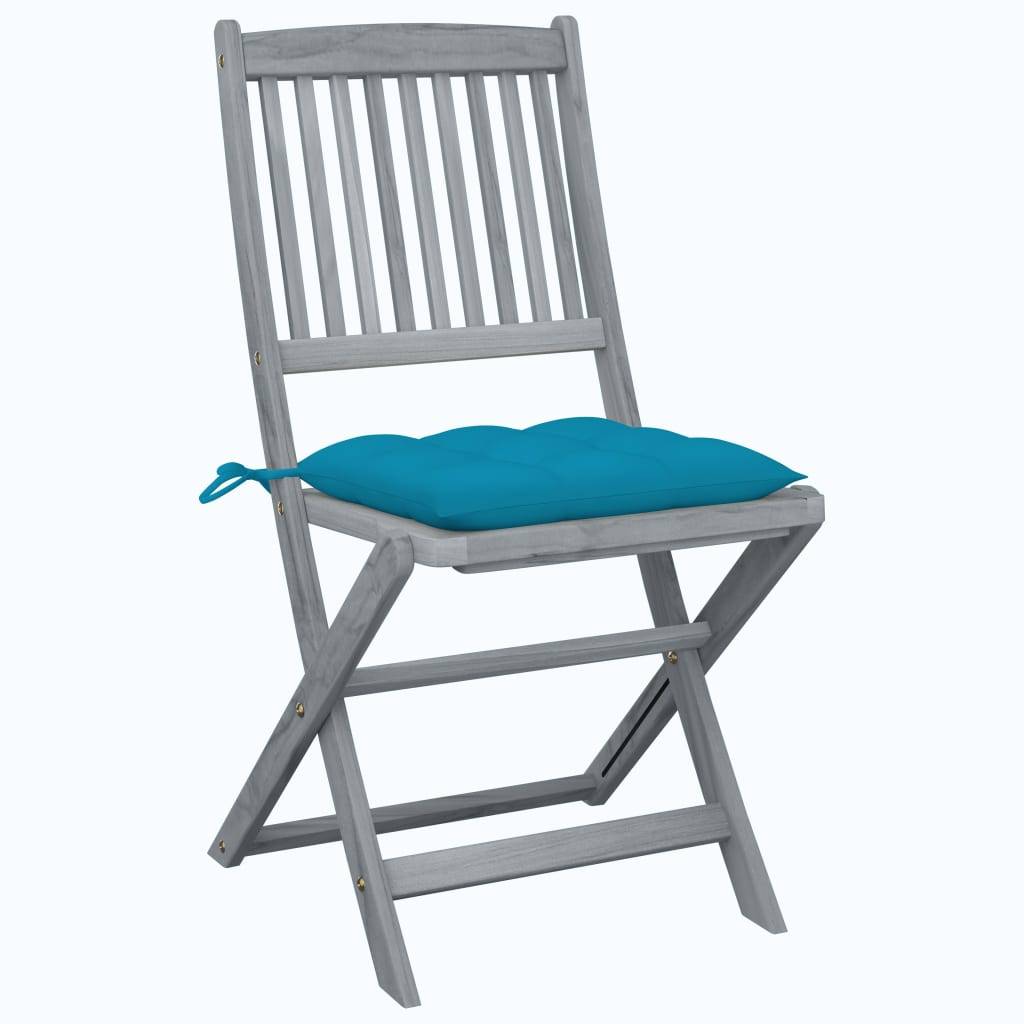 vidaXL Klappbare Gartenstühle 6 Stk. mit Kissen Massivholz Akazie