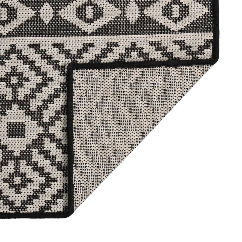 vidaXL Outdoor-Teppich Flachgewebe 80x250 cm Schwarz Gestreift