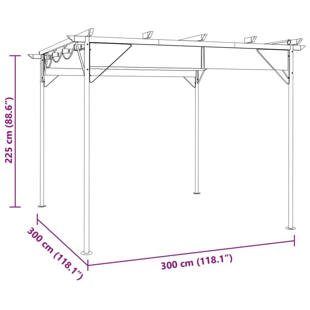 vidaXL Pergola mit Ausziehbarem Dach Taupe 3x3 m Stahl 180 g/m²