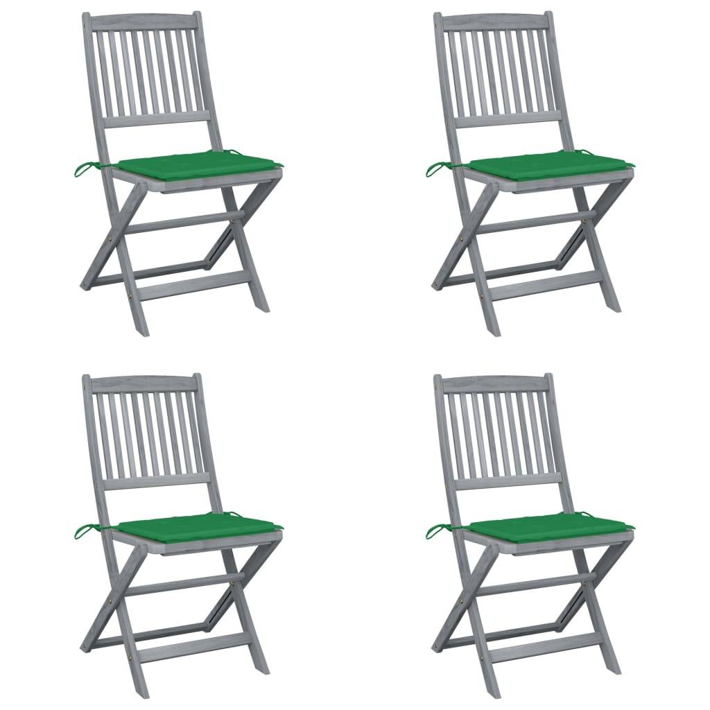 vidaXL Klappbare Gartenstühle 4 Stk. mit Kissen Massivholz Akazie