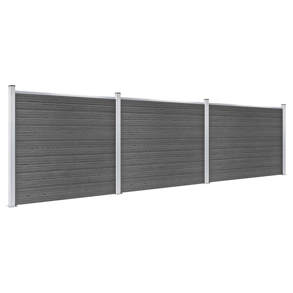 vidaXL Zaunelement Set WPC 526x146 cm Schwarz
