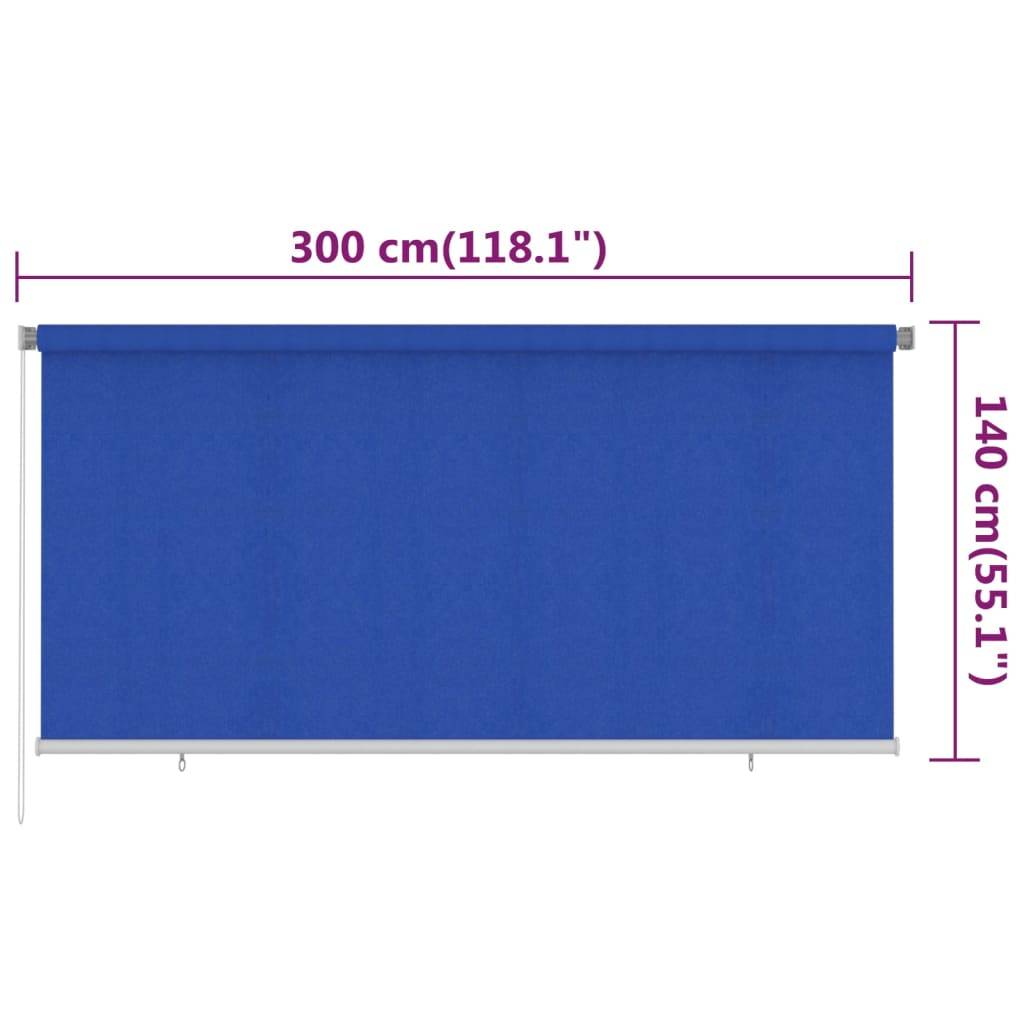 vidaXL Außenrollo 300x140 cm Blau HDPE