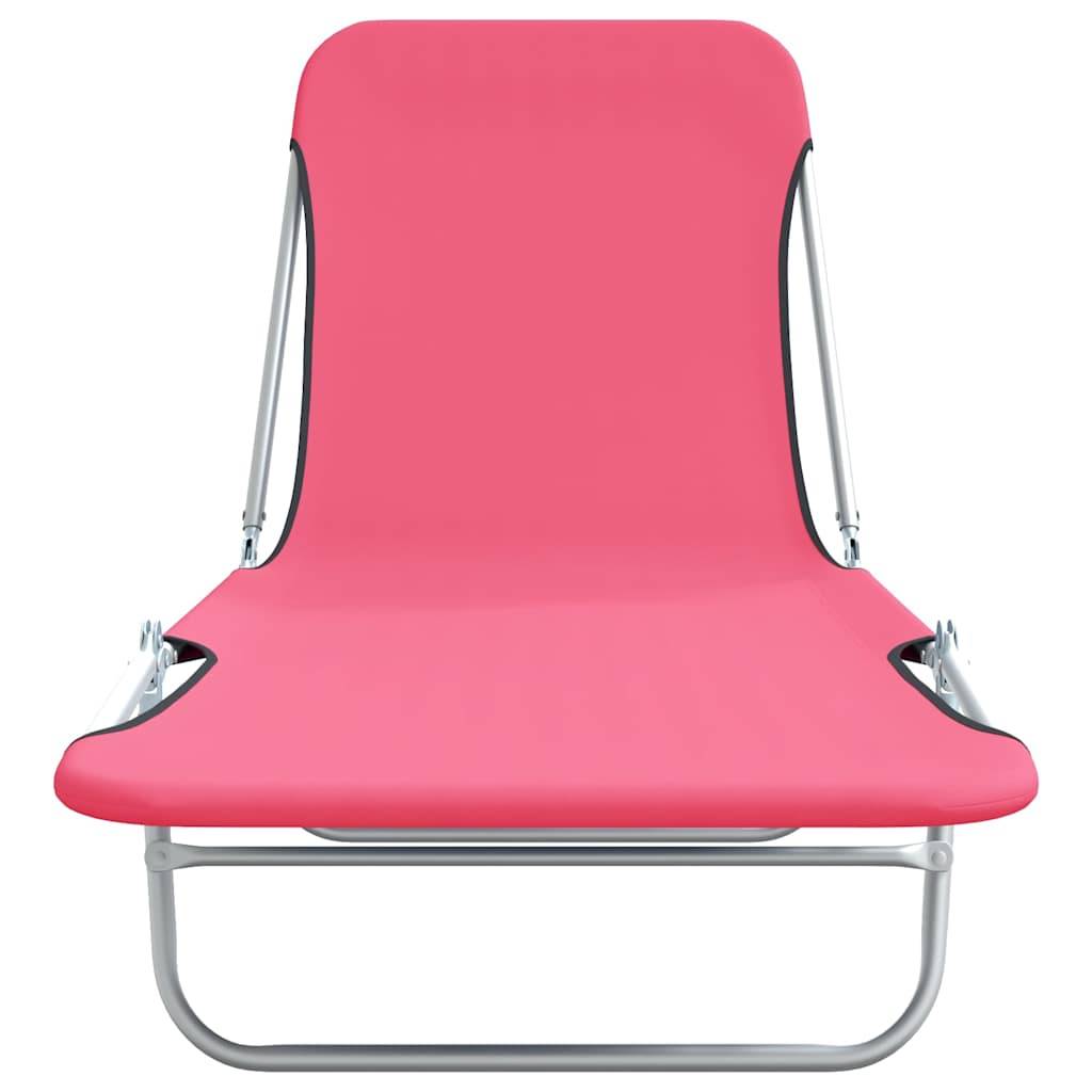 vidaXL Klappbare Sonnenliegen 2 Stk. Stahl und Stoff Rosa