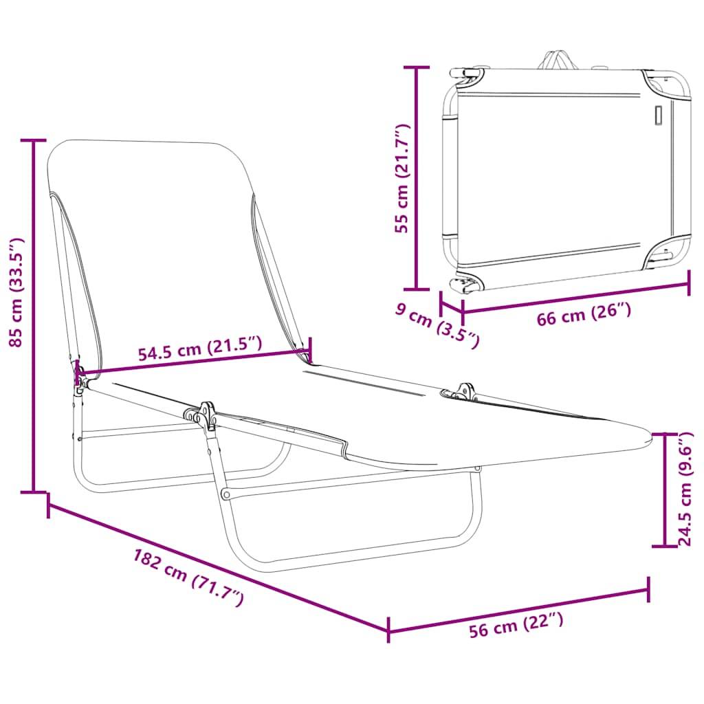 vidaXL Klappbare Sonnenliegen 2 Stk. Stahl und Stoff Rosa