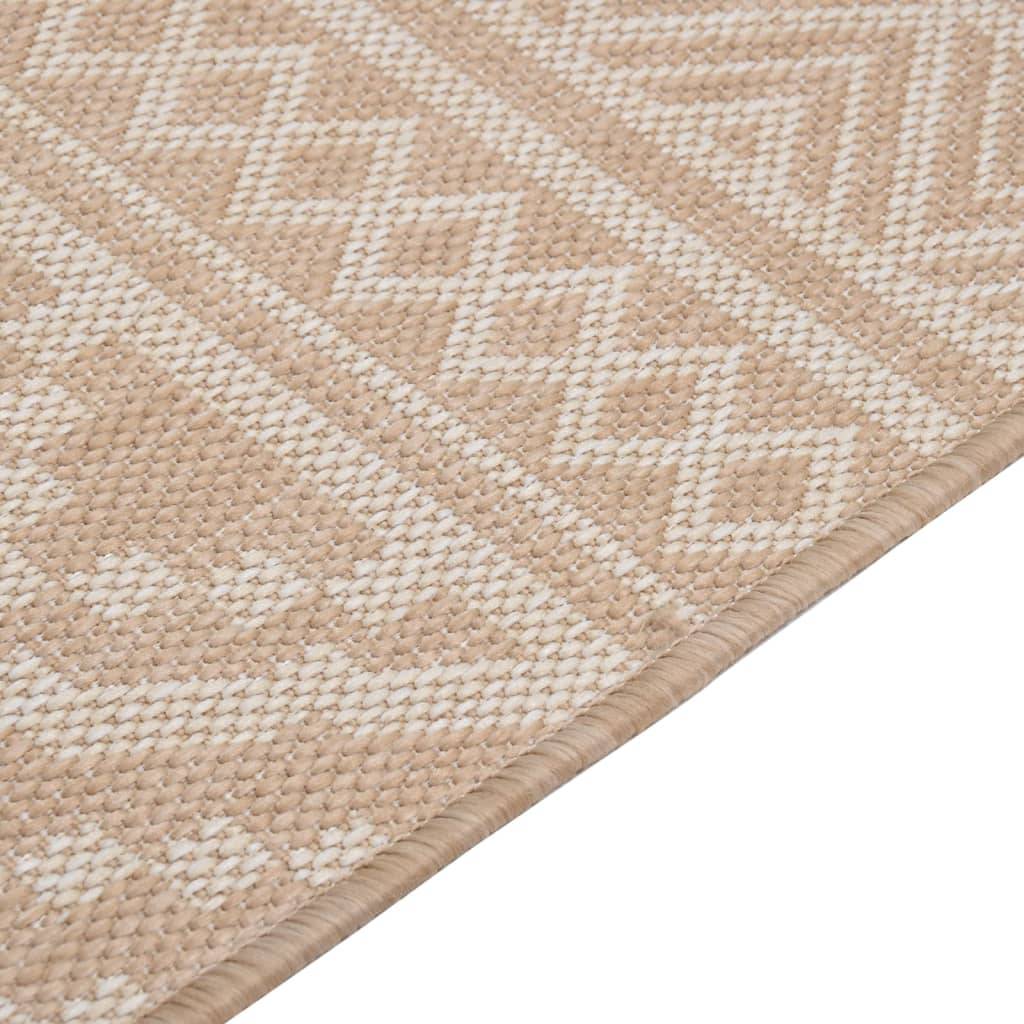 vidaXL Outdoor-Teppich Flachgewebe 100x200 cm Braun Gestreift
