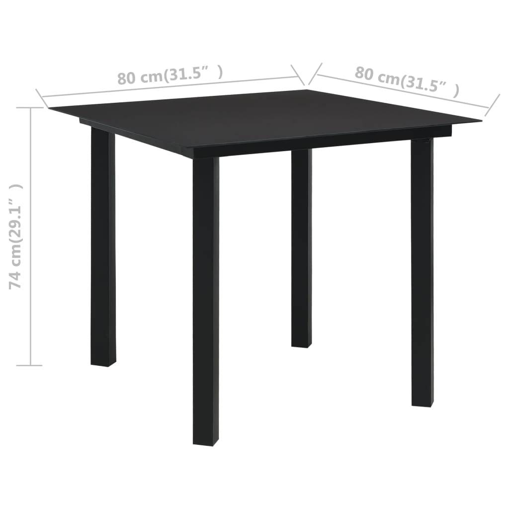 vidaXL 3-tlg. Garten-Essgruppe Schwarz Glas und Stahl