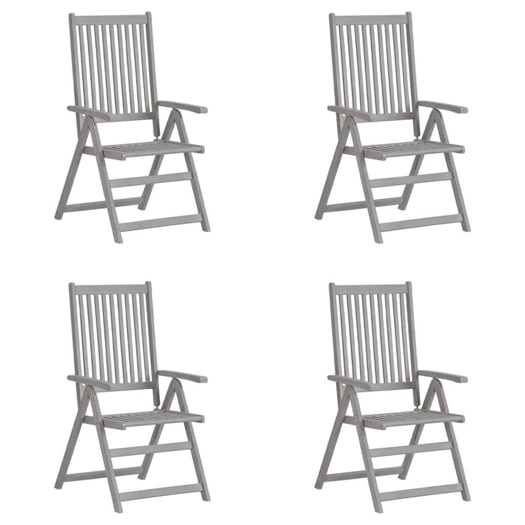 vidaXL Verstellbare Gartenstühle 4 Stk. Grau Massivholz Akazie