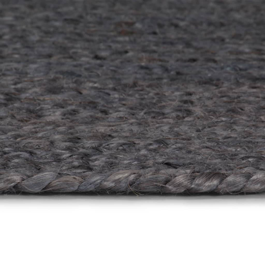 vidaXL Teppich Handgefertigt Jute Rund 210 cm Dunkelgrau