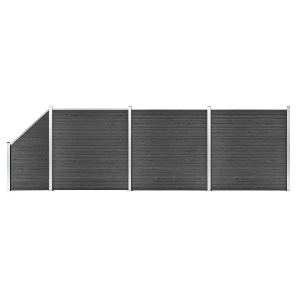 vidaXL Zaunelement Set WPC 619x(105-186) cm Schwarz