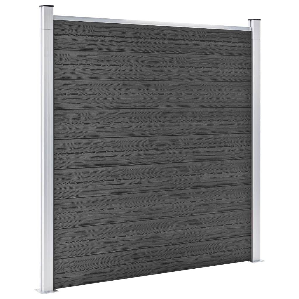 vidaXL Zaunelement Set WPC 619x(105-186) cm Schwarz