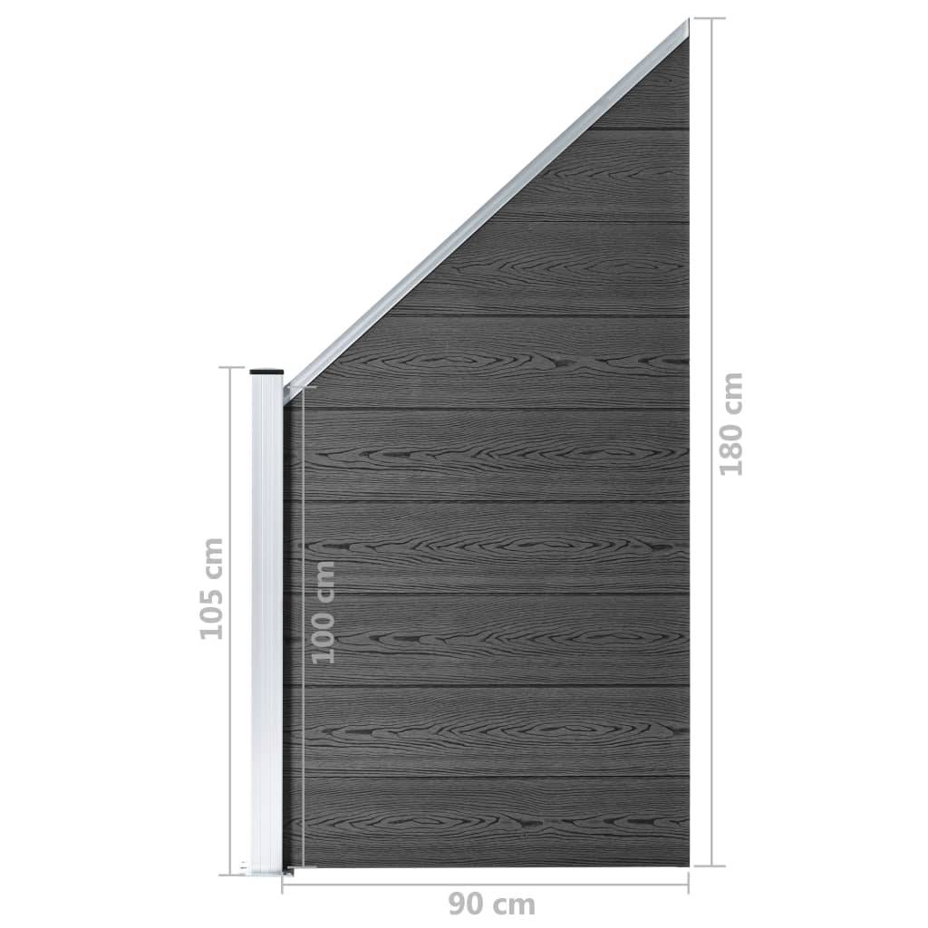 vidaXL Zaunelement Set WPC 1830x(105-186) cm Schwarz