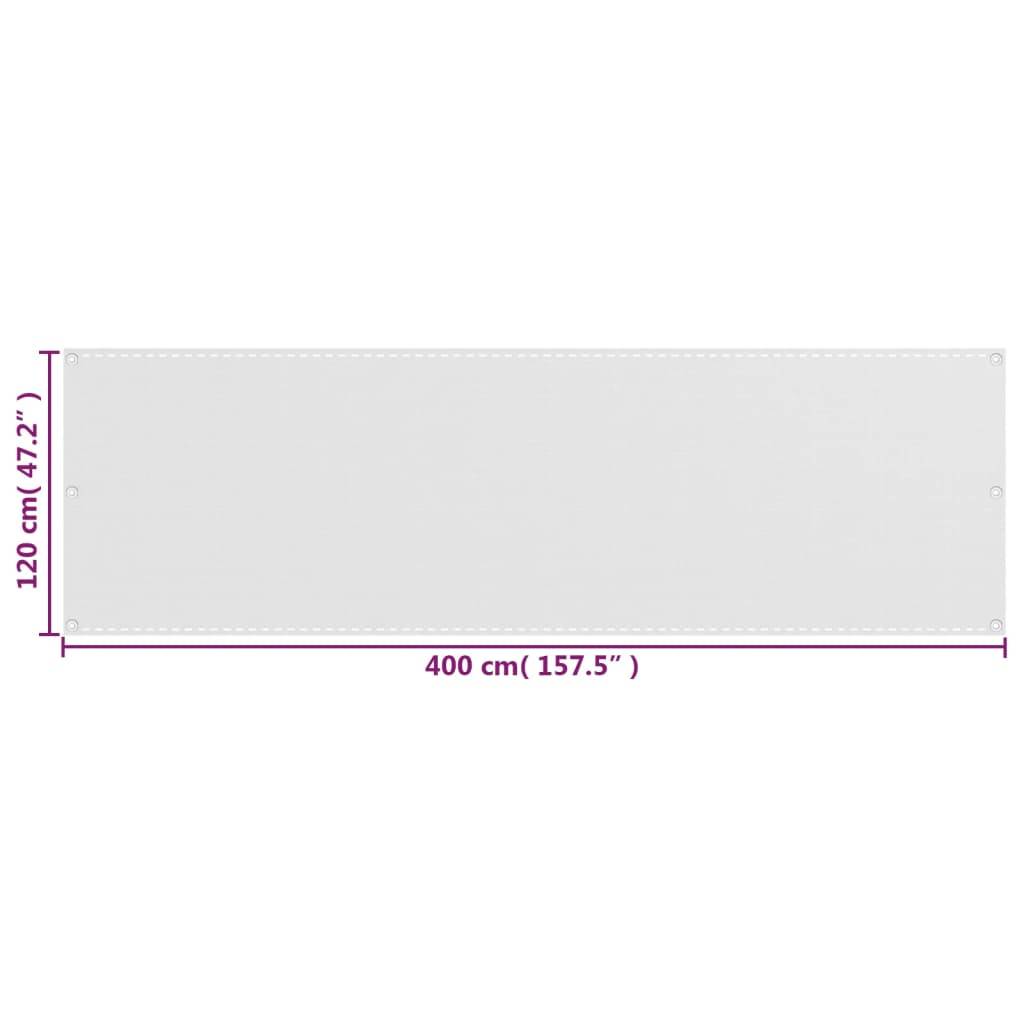 vidaXL Balkon-Sichtschutz Weiß 120x400 cm HDPE