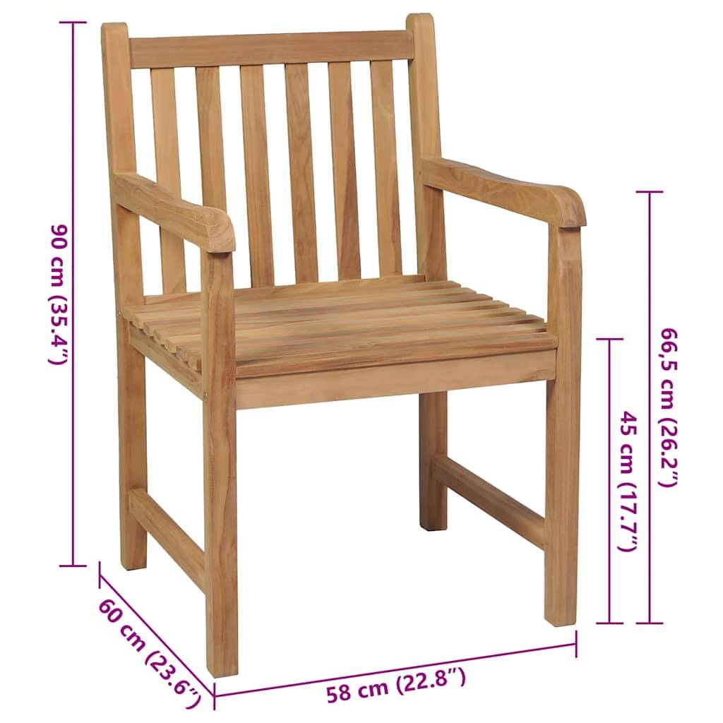 vidaXL Gartenstühle 2 Stk. mit Roten Kissen Massivholz Teak