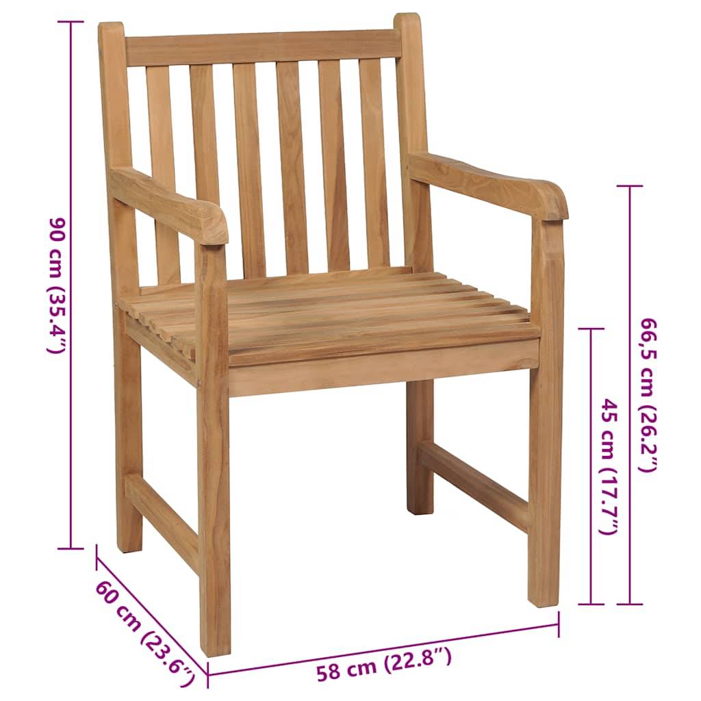 vidaXL Gartenstühle 2 Stk. mit Beige Kissen Massivholz Teak