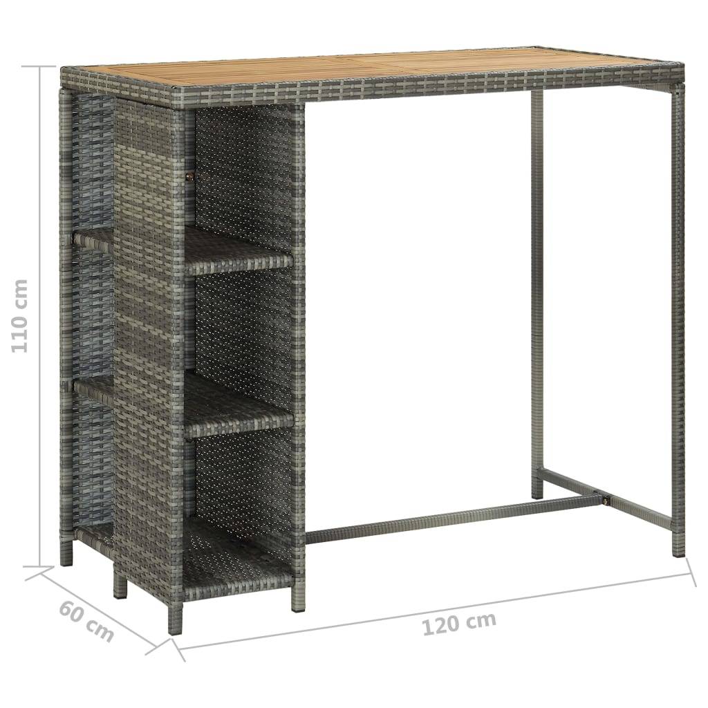 vidaXL 5-tlg. Gartenbar-Set mit Kissen Poly Rattan Grau