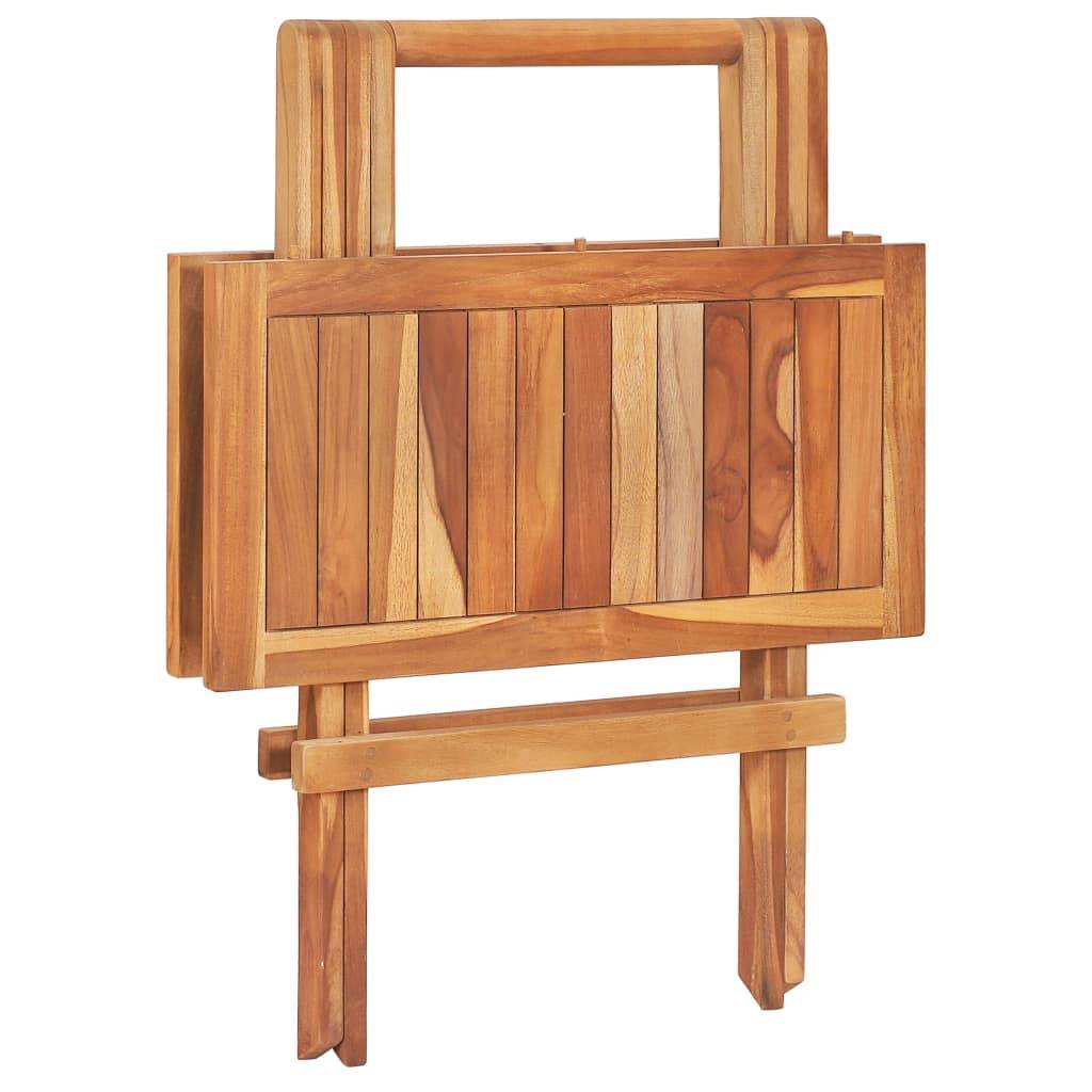 vidaXL 3-tlg. Bistroset mit Cremeweißen Kissen Massivholz Teak