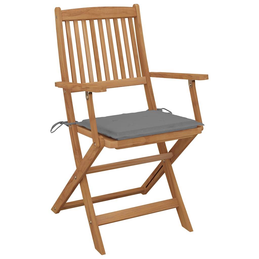 vidaXL Klappbare Gartenstühle 6 Stk. mit Kissen Massivholz Akazie