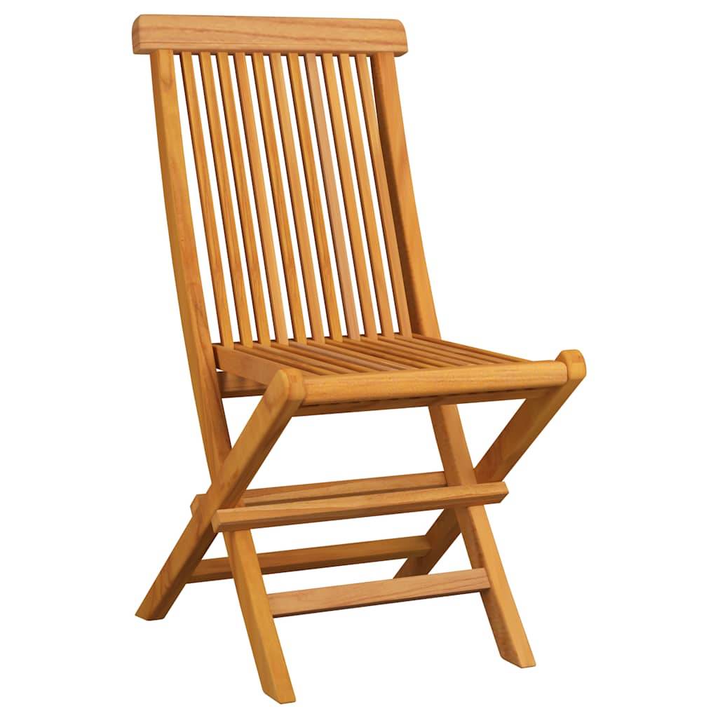 vidaXL Gartenstühle mit Grauen Kissen 4 Stk. Teak Massivholz