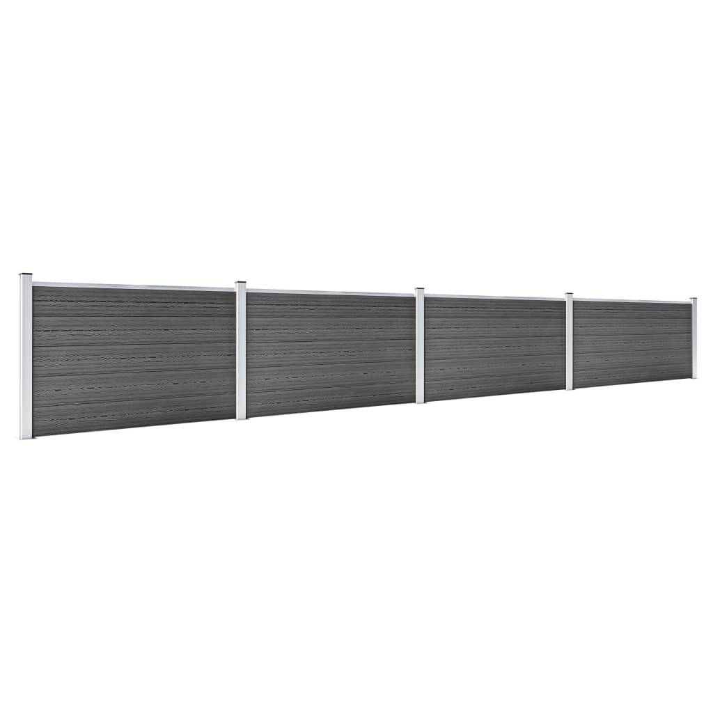 vidaXL Zaunelement Set WPC 699x105 cm Schwarz