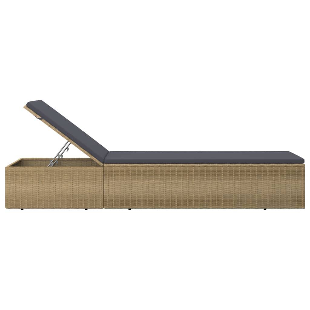 vidaXL Sonnenliege Poly Rattan Braun und Dunkelgrau