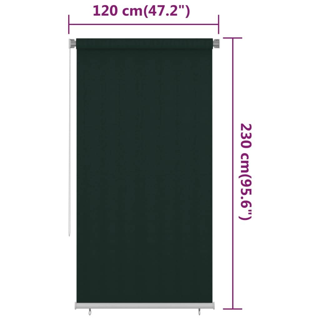 vidaXL Außenrollo 120x230 cm Dunkelgrün HDPE
