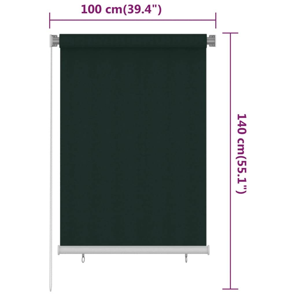 vidaXL Außenrollo 100x140 cm Dunkelgrün HDPE