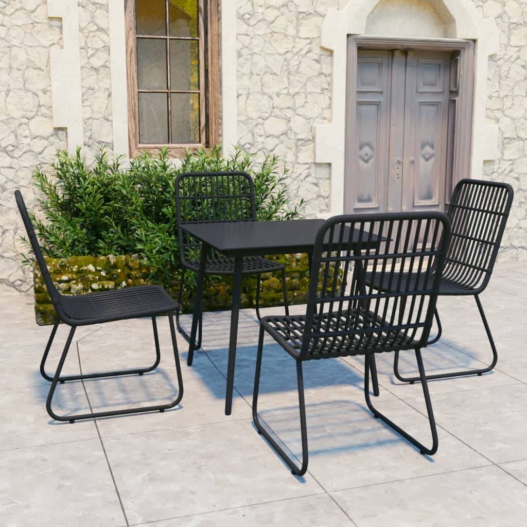 vidaXL 5-tlg. Garten-Essgruppe Poly Rattan und Glas