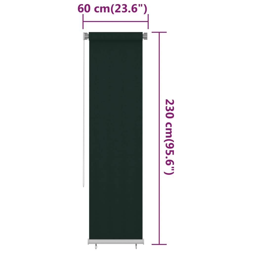 vidaXL Außenrollo 60x230 cm Dunkelgrün HDPE