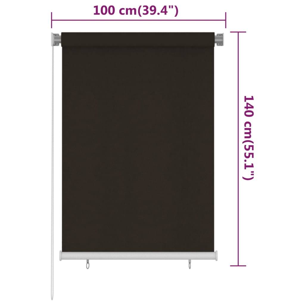 vidaXL Außenrollo 100x140 cm Braun HDPE