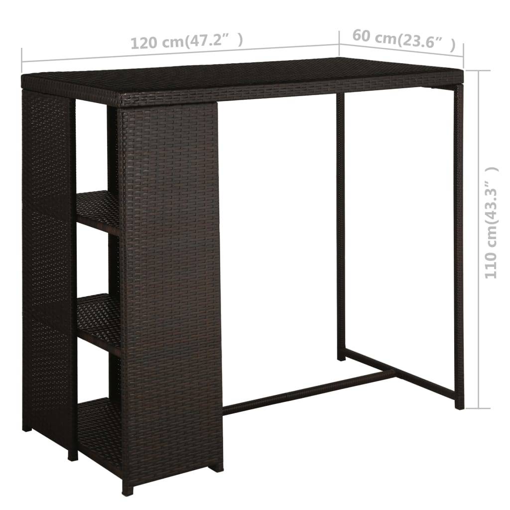 vidaXL 5-tlg. Gartenbar-Set mit Kissen Poly Rattan Braun