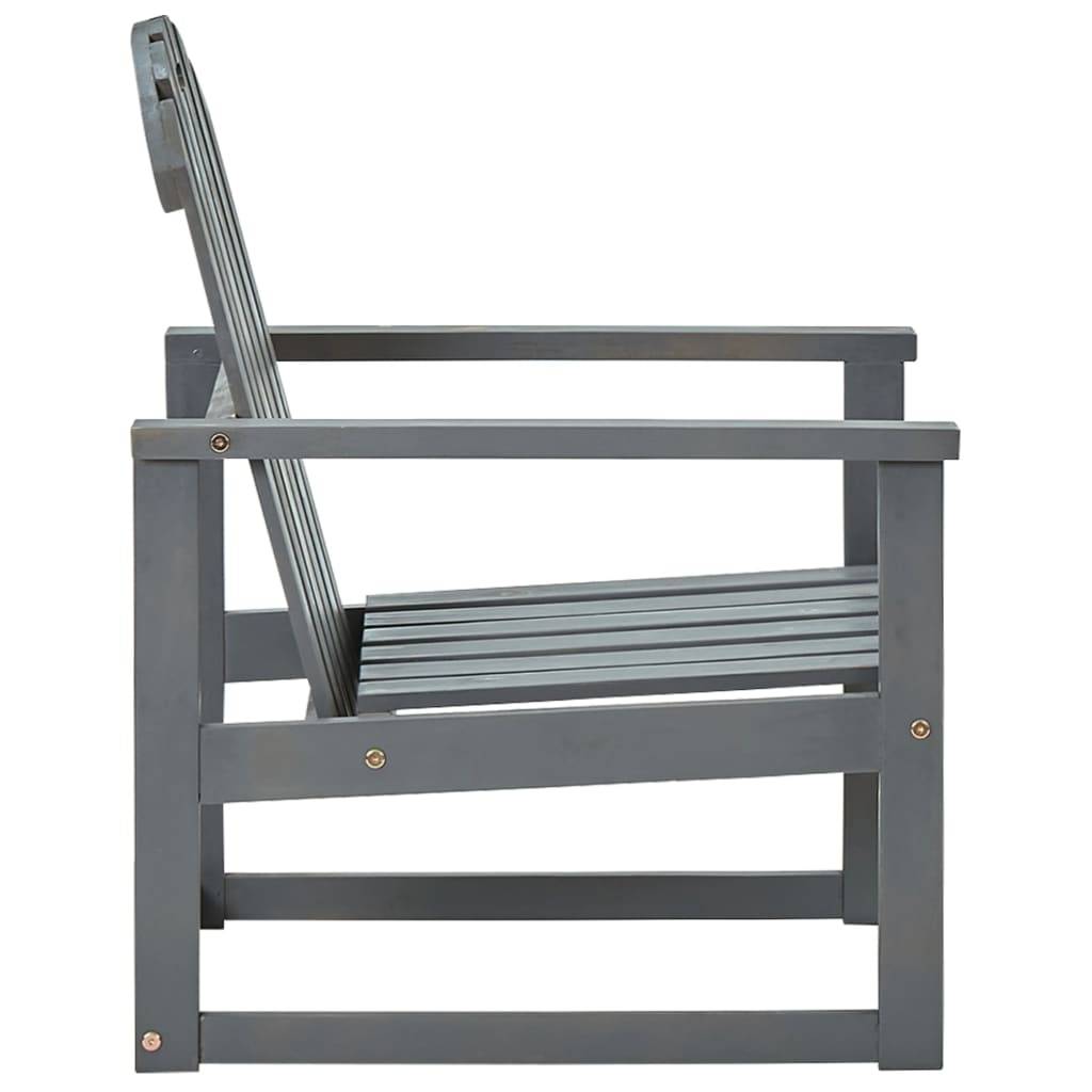 vidaXL Garten-Armlehnstühle 2 Stk. Grau Massivholz Akazie
