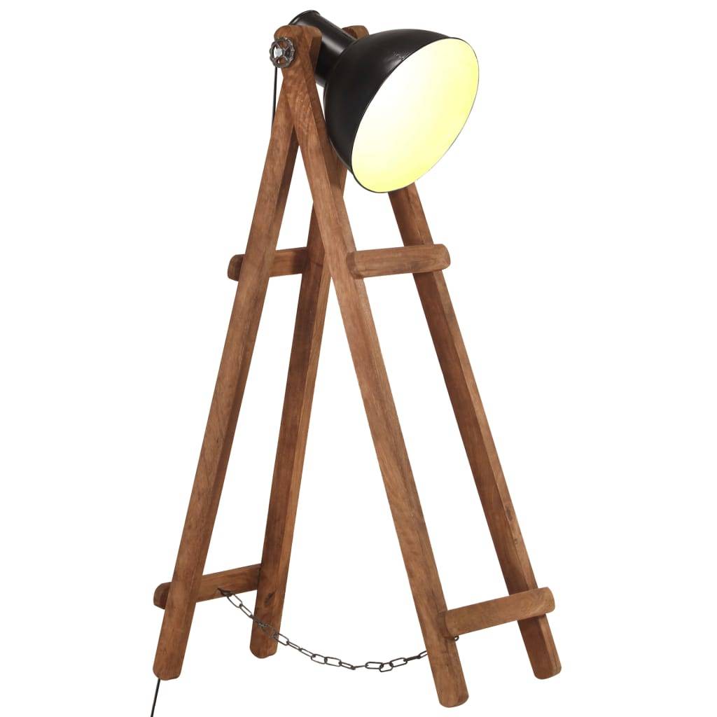 vidaXL Stehlampe Schwarz Mango Massivholz E27