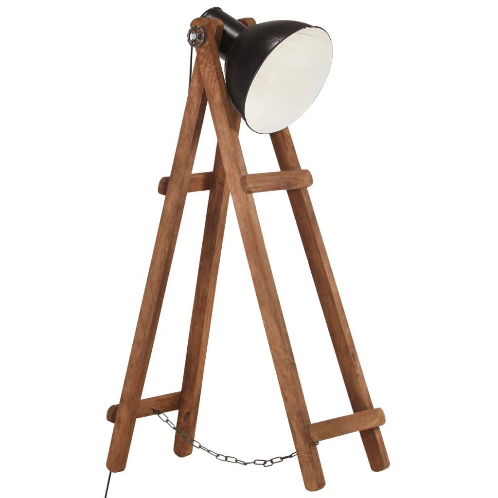 vidaXL Stehlampe Schwarz Mango Massivholz E27