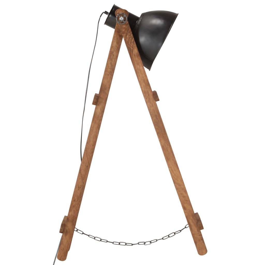 vidaXL Stehlampe Schwarz Mango Massivholz E27