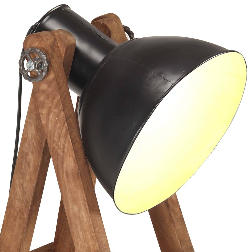 vidaXL Stehlampe Schwarz Mango Massivholz E27