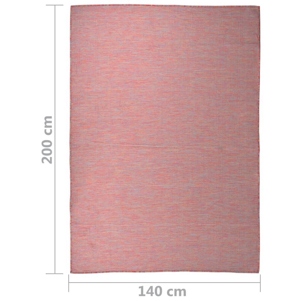 vidaXL Outdoor-Teppich Flachgewebe 140x200 cm Rot