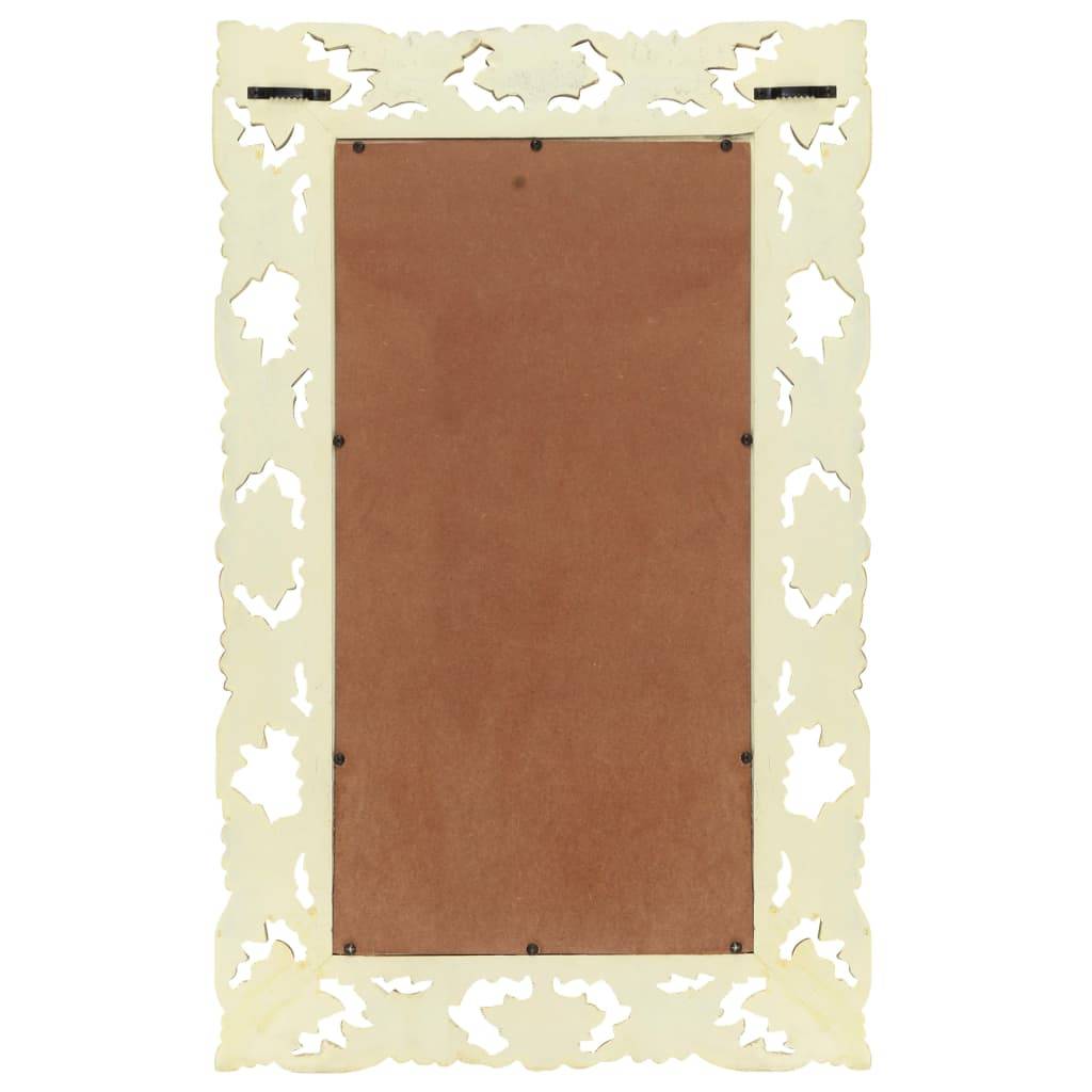 vidaXL Spiegel Handgeschnitzt Weiß 80x50 cm Massivholz Mango
